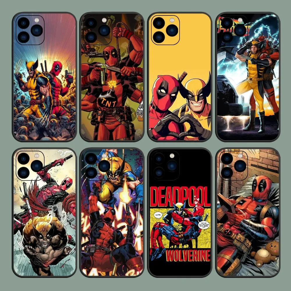 MINISO Marvel Deadpool W-Wolverine Phone Case For iPhone 8 11 12 13 14 15 Mini X XR XS PRO MAX Plus Cover