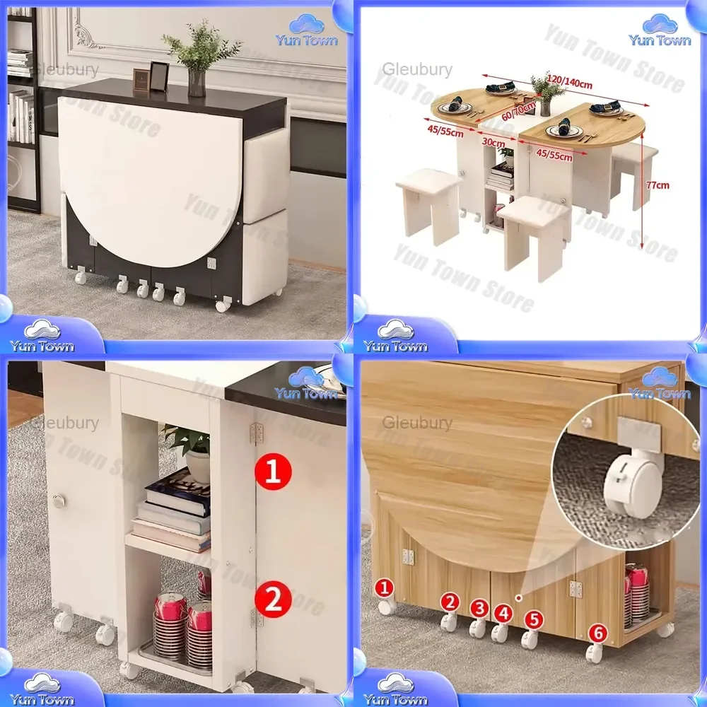 Folding Dining Table Set 4 Chairs for Italian Nordic Luxury Dining Room Decor Simple Mesas Y Sillas De Comedor Kitchen