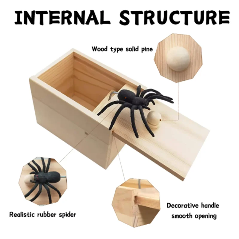 Halloween Prank Props Office Pranks Small Insect Boxes Spider Boxes Terrifying Wooden Boxes Scene Layout Small Wooden Box