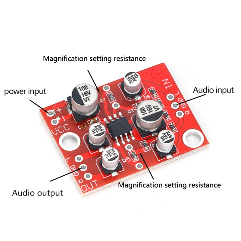 DC 5V-15V 12V AD828 Stereo Preamp Power Amplifier Board Preamplifier Module