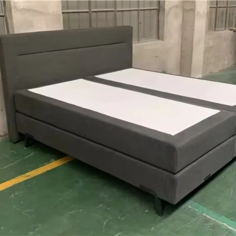 Luxury box spring bed set Modern soft style with upholstered steel metal high quality wood board material