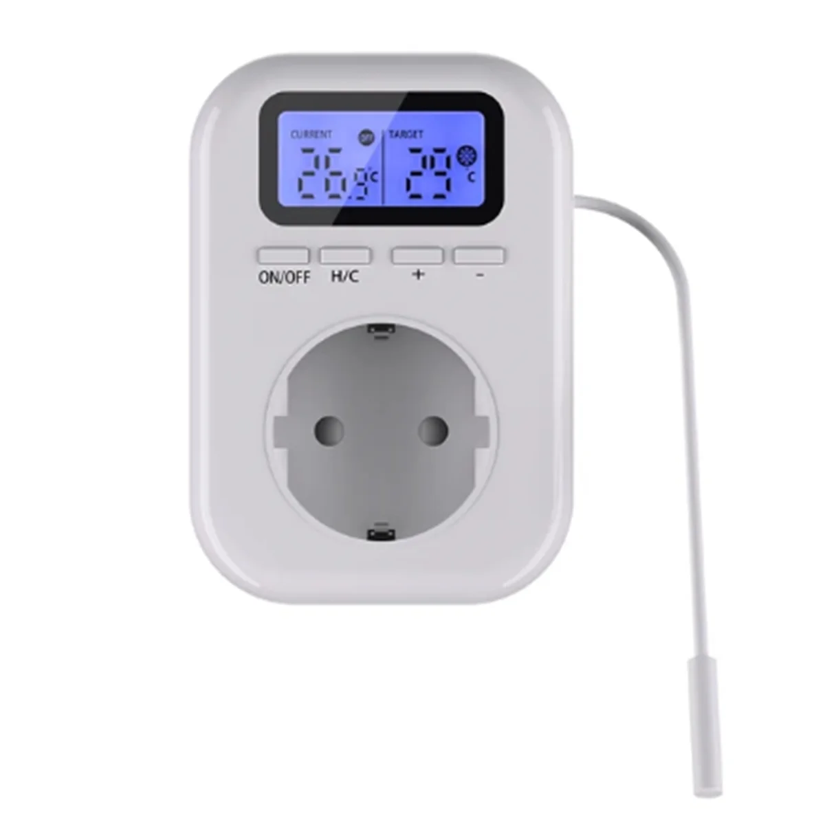 

220V Temperature Controller Plug with Sensor, Digital Thermostat Plug ,Socket Thermostat Switch for Greenhouses EU Plug