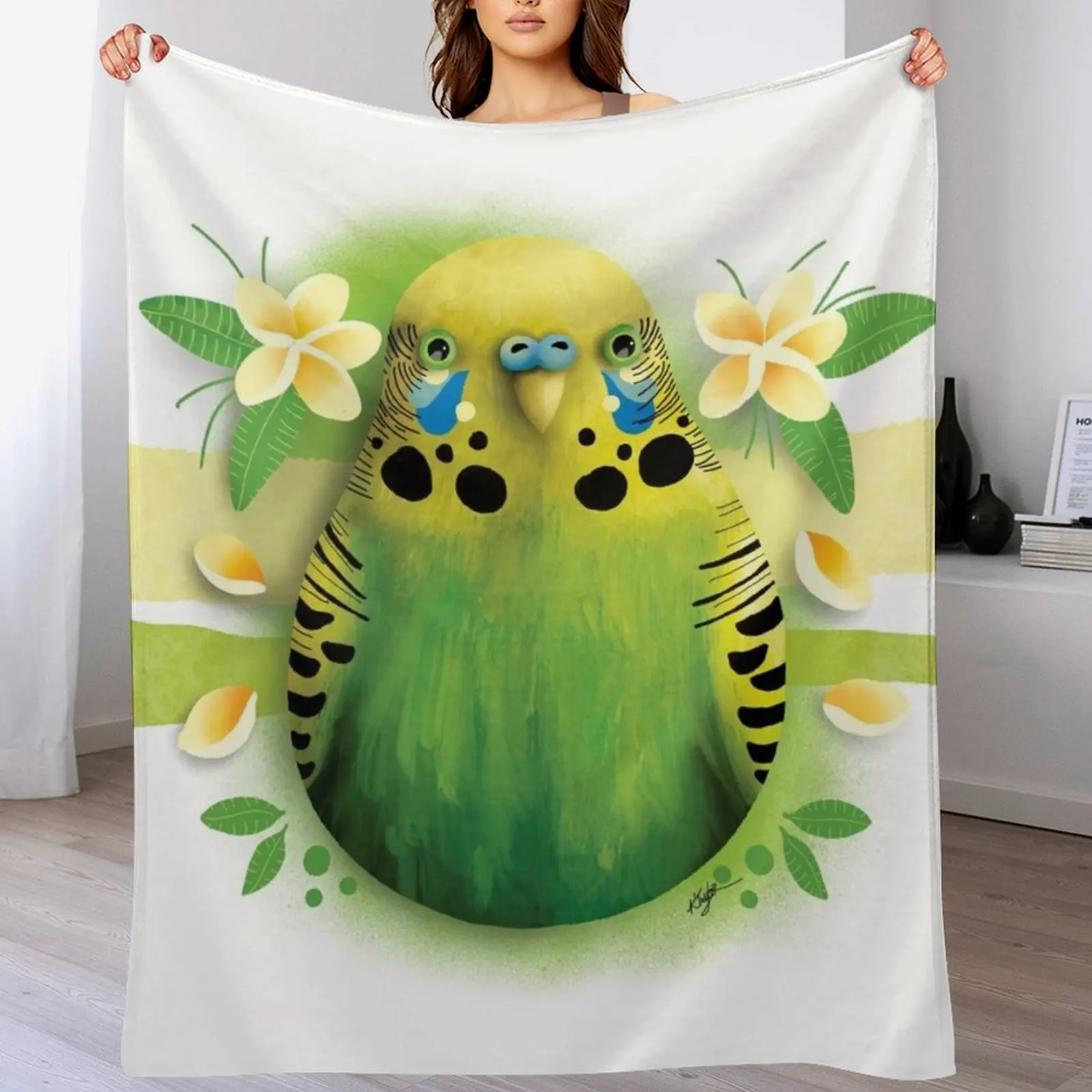 

Tropical Lime Budgie Throw Blanket Large Multi-Purpose Heavy for sofa Blankets