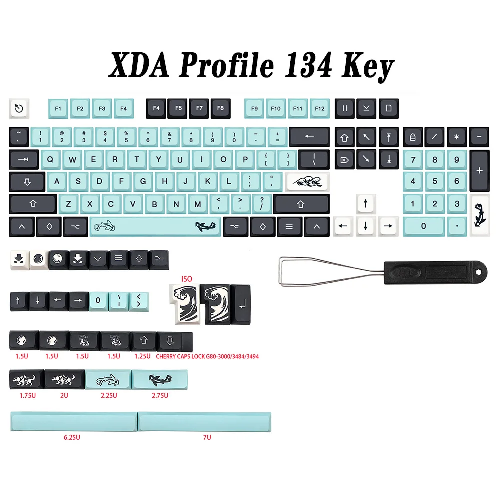 Imagem -06 - Gmk-key Mizu Keycap Pbt Xda Keycaps para Dz60 Rk61 64 Gk61 68 75 84 980 104 Teclado Mecânico 7u Split Barra de Espaço