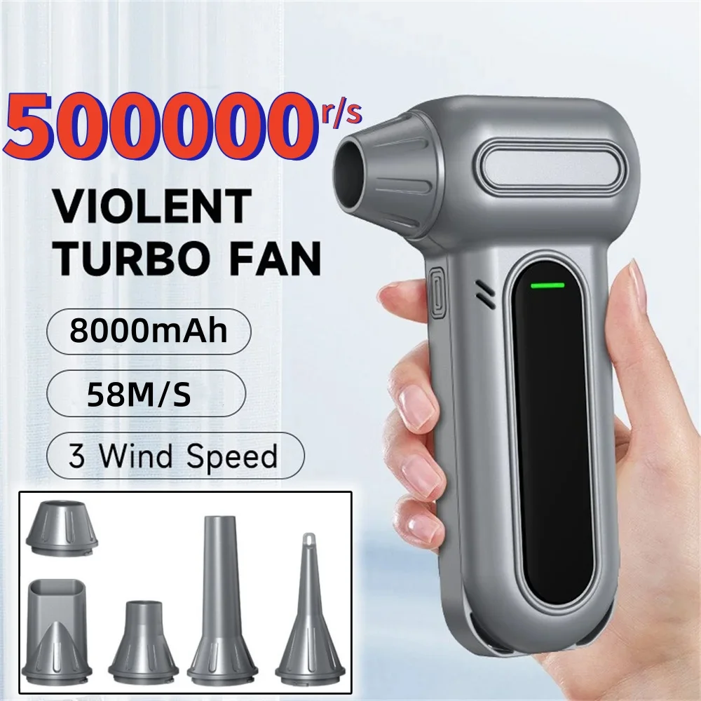 

Violent Fan 500000RPM Powerful Air Blower Vacuum Dust Cleaner Type-C Charging Strong Winds 58m/s Brushless Turbo Jet Blower Tool