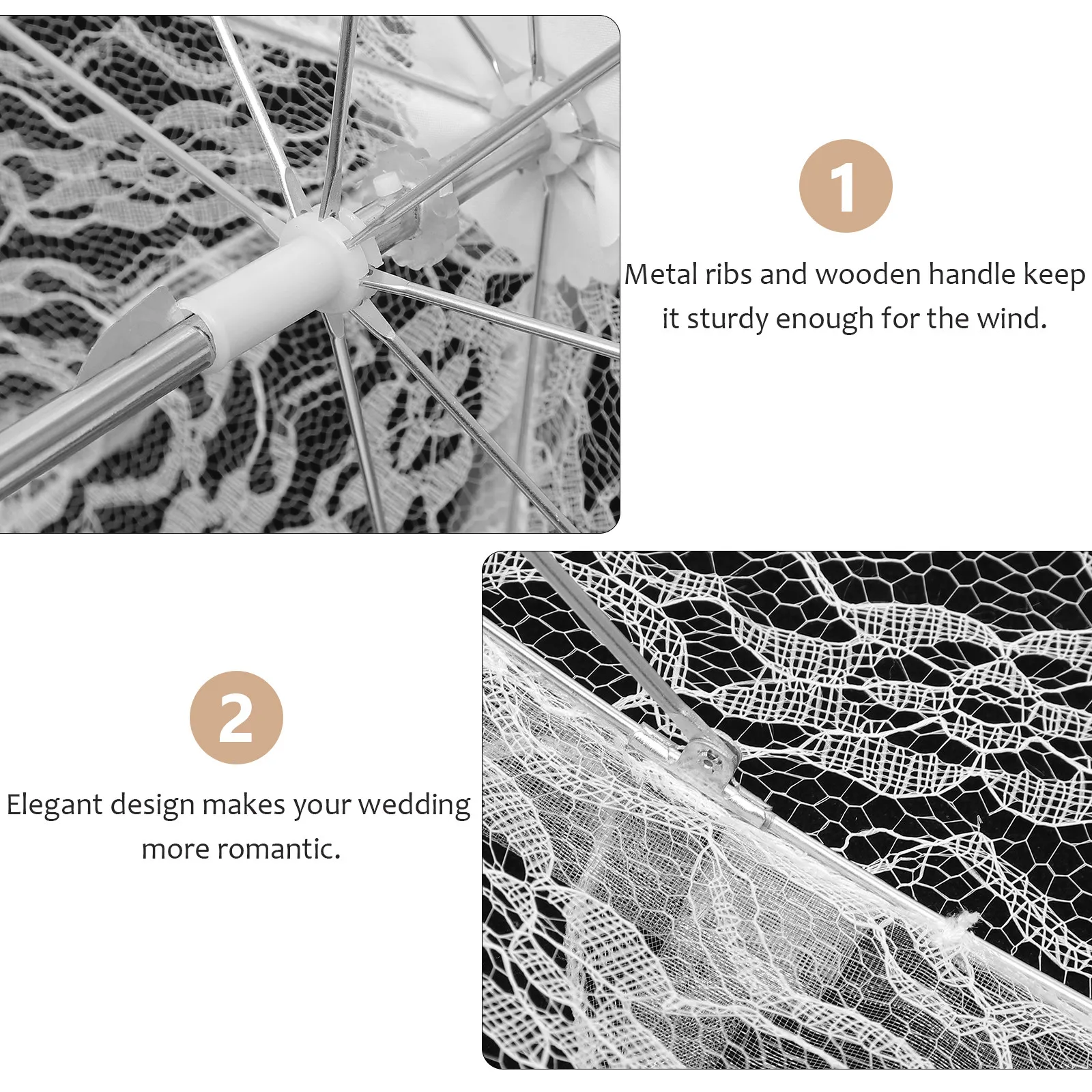 Small White Bridal Umbrella Lace Parasol Vintage Handmade Lace Cotton Parasol Wedding Party Decoration Photo Props view 4