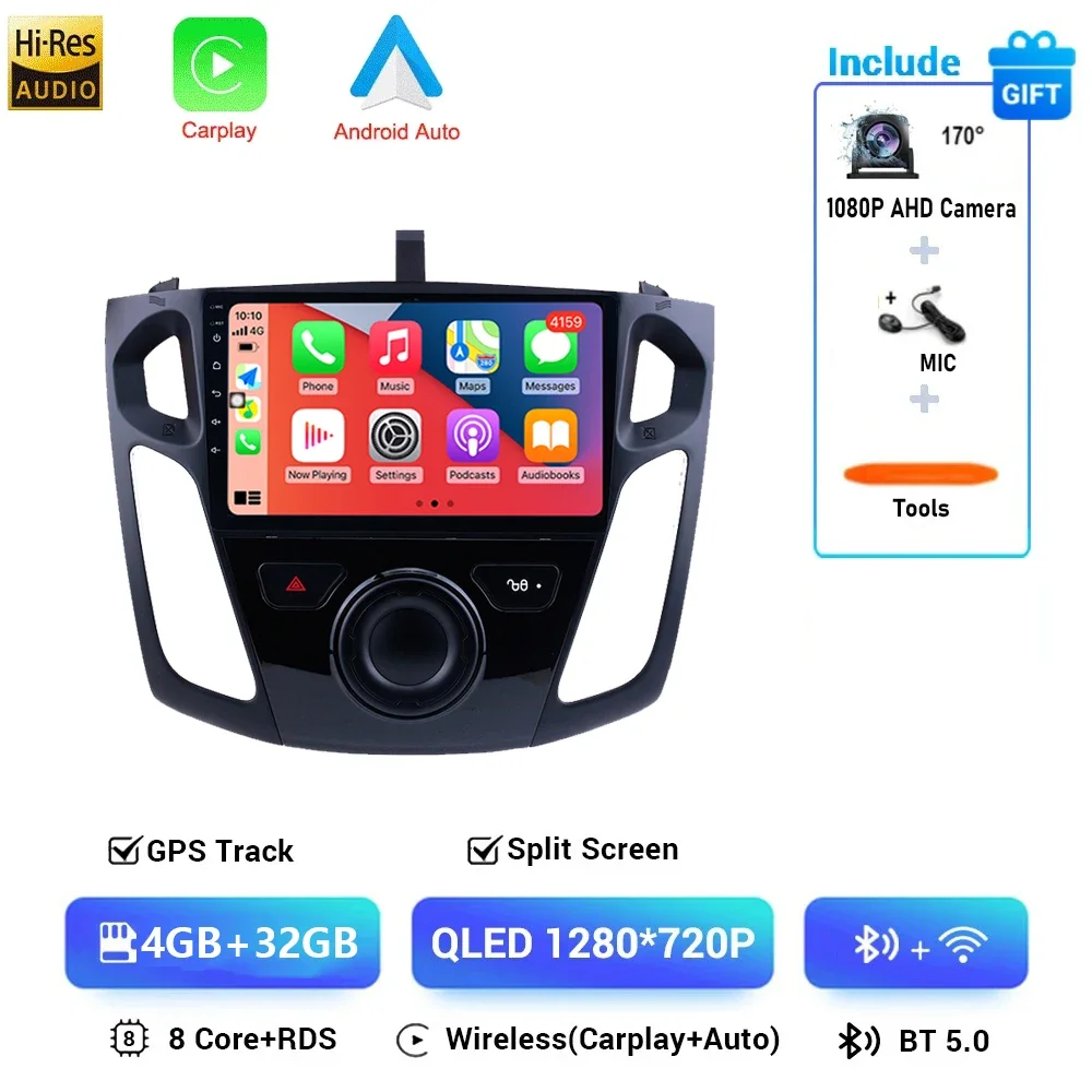 Draadloze CarPlay voor Apple Android Auto Radio GPS voor Ford Focus 3 MK3 2010 2011 2012 2013 2014-2019 multimedia RDS 4G WiFi