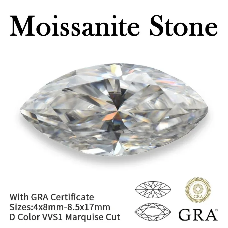Moissanit Loser Stein Marquise-Schliff VVS1 D-Farbe Besteht Diamanttester-Test Diamantperlen für DIY-Schmuckherstellung mit Zertifikat – Detail 1