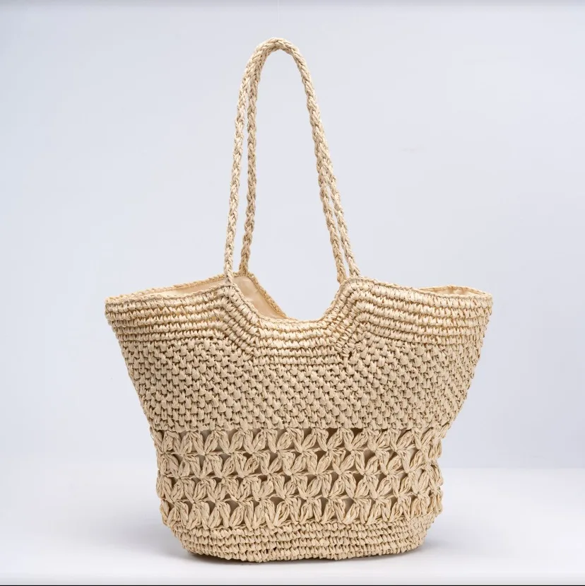 

Летняя сумка из бумажной соломки ручной работы, вязаная сумка через плечо для женщин, богемная дорожная пляжная сумка, сумка-шоппер, сумка-ведро, НОВИНКА