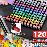 40/120Pcs Double Headed Marker Pen Set for Draw Sketching Oily Tip Based Markers Graffiti Manga School Art Supplies Art Marker