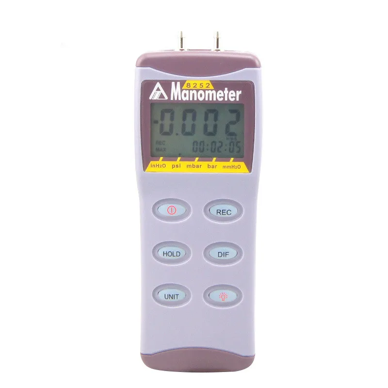 AZ8252 اختبار 2Psi قياس الضغط التفاضلي الرقمي AZ-8252 مقياس الضغط الإلكتروني الضغط العالي