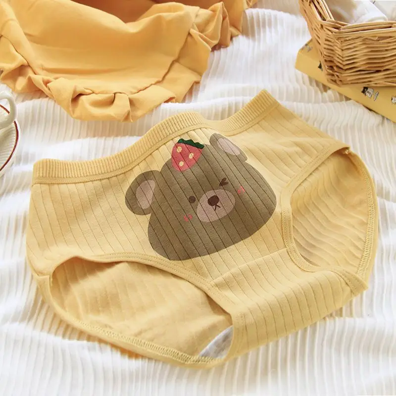 5PCS Teens Girl Cotton Antibacterial Panties Kid Cute Print Briefs 8+y Young Children Underwears Maiden Thin Breathable Knickers