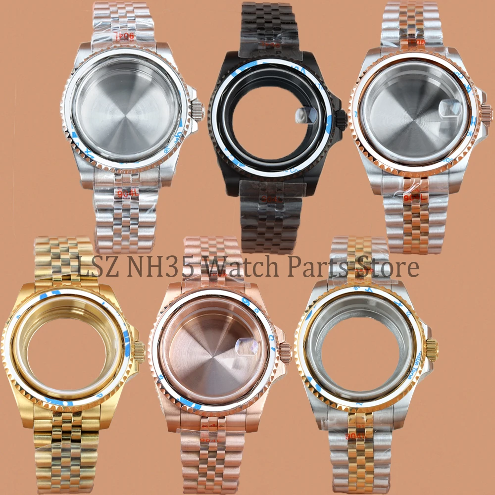 

40mm NH35 Stainless Steel Watch Case Sapphire Glass No bezel Fit Yacht Submariner GMT NH34 NH35 NH36 NH38 Movement 28.5mm Dial