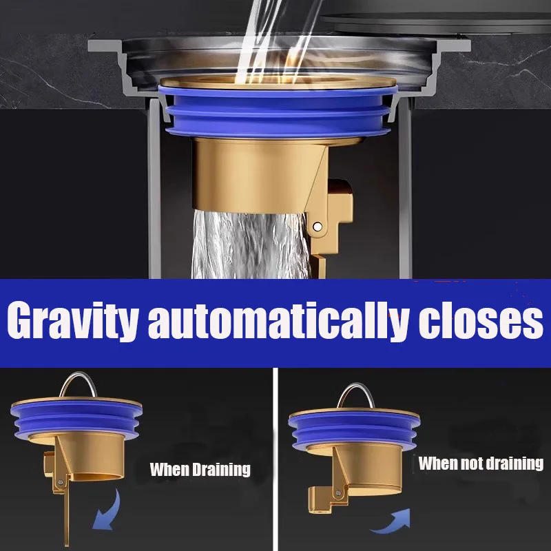 욕실 바닥 배수구 전체 구리 바닥 배수 스토퍼 변기, 주방 욕실 하수도 방충 탈취 배수 필터