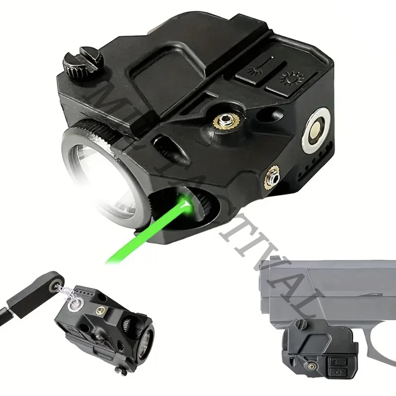 

Tactical Compact Green and Red Dot Laser Sight, LED Flashlight Combo Used For 20mm Rail Picatinny
