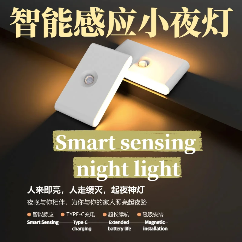 

Smart Auto Night Light with Human Body Sensor Magnetic Wall Lamp for Bedroom Corridor Stairs Energy Saving Bedside Lamp