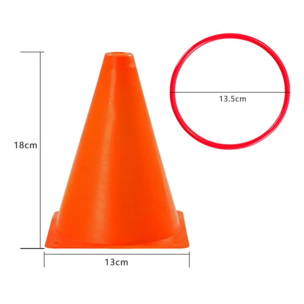 プラスチック製アイスクリームコーンフープ 6コーン+10フープ 収納メッシュバッグ付き スポーツ投げおもちゃ バスケットボール サッカー トレーニング カラーランダム