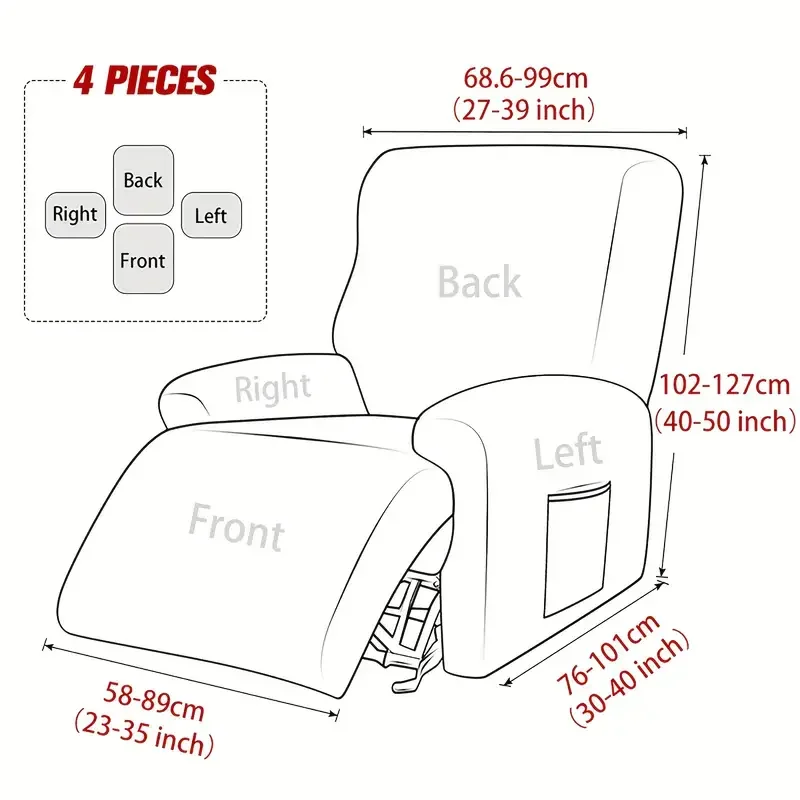 1 Seater Jacquard Stretch Recliner Sofa Cover Split Design Armchair Chair Covers  Anti-dirty Sofa Covers Protector Home Decor view 2