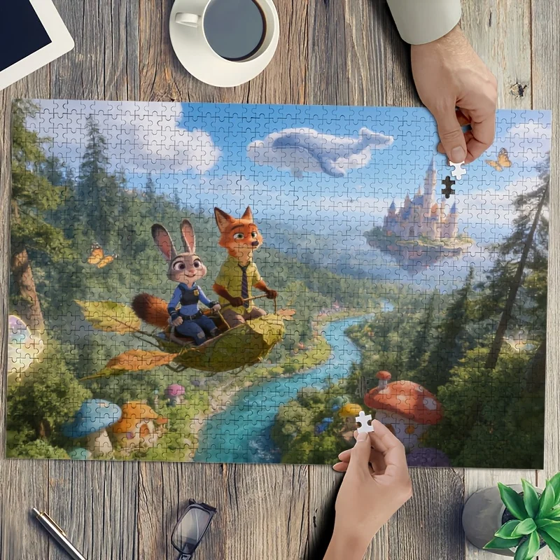Puzzle affiche Disney Zootopia Judy Hopps et Nick Wild, 1000 pièces |   Idéal pour le divertissement à domicile, la décoration de la maison, cadeau parfait pour Bi