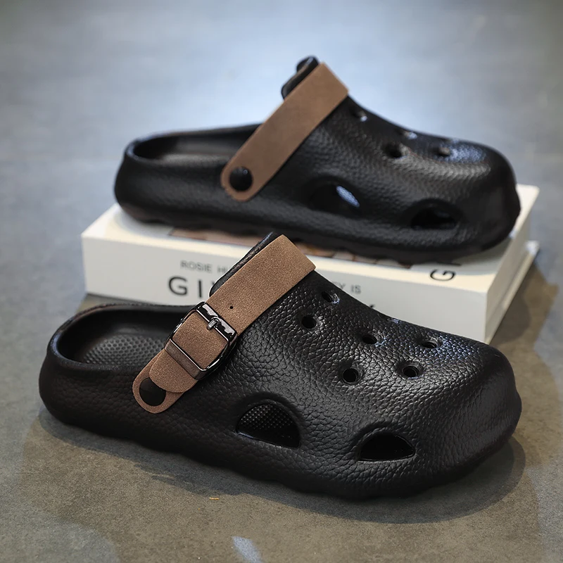 Summer Men Slippers Luxury Adjustable Slides Outdoor Street Clogs Quick Dry Beach Sandals Comfortable Indoor Home Shoes Loafers