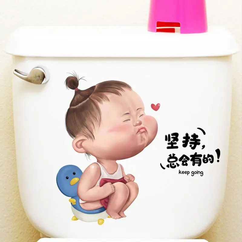 Funny Spoof Toilet Cover Stickers Bathroom Toilet Decoration Self-Adhesive Toilet Cover Home Decor Decorative and Humorous