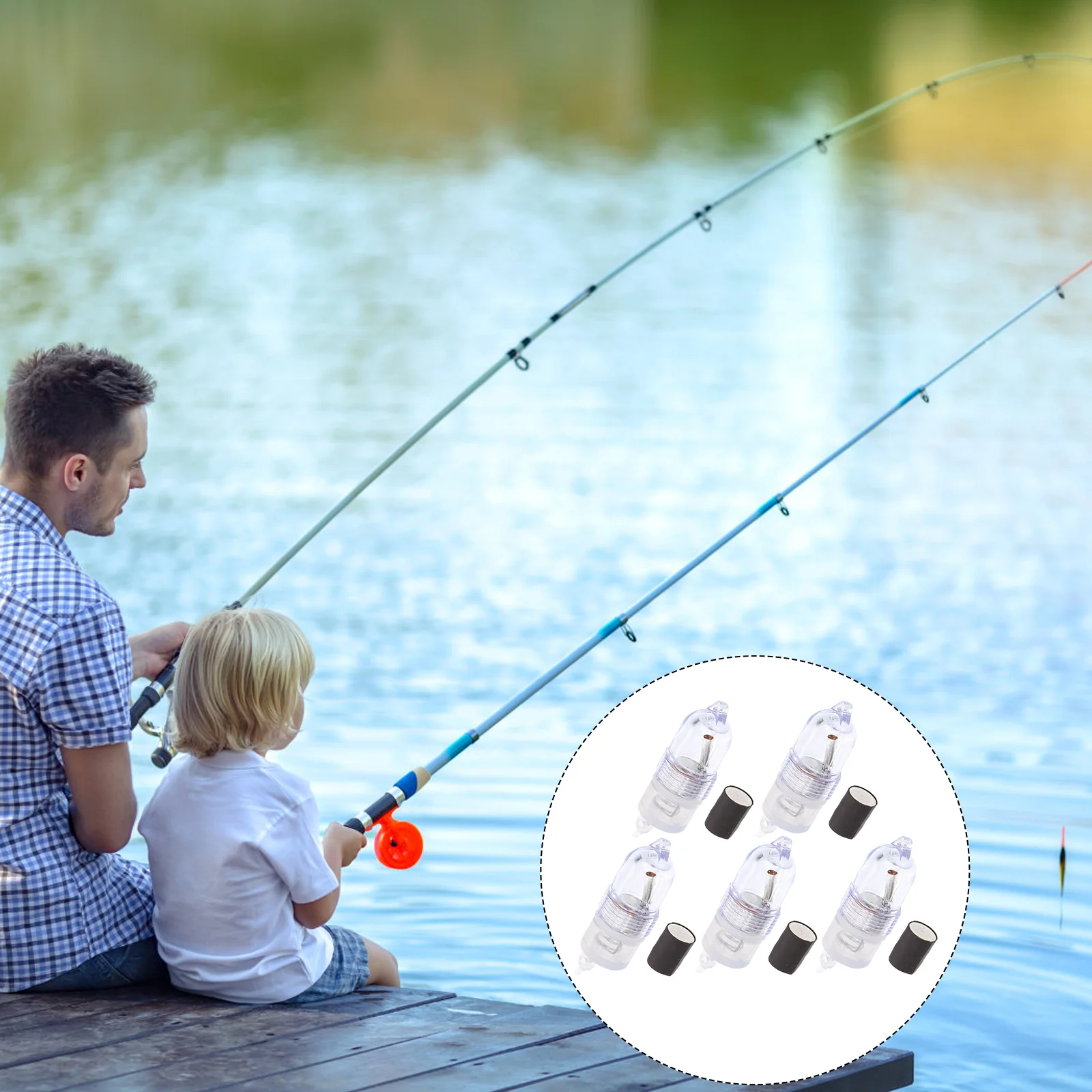 5 PCS Intelligent The Bell Fishing Signal Light Plastic Flash Lamp Sea Rod