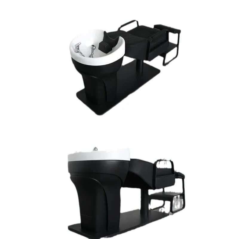 Internet celebrity barber shop shampoo bed hair salon special ceramic basin flushing bed semi-reclining hairdresser