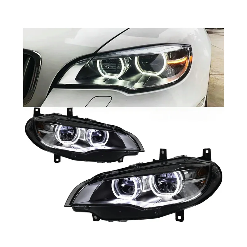 

X6 E71 Обновление фар для BMW X6 2007-2014 Фара Полностью светодиодные фары Проектор AngelEye DRL Сигнальные передние фары Модифицированные