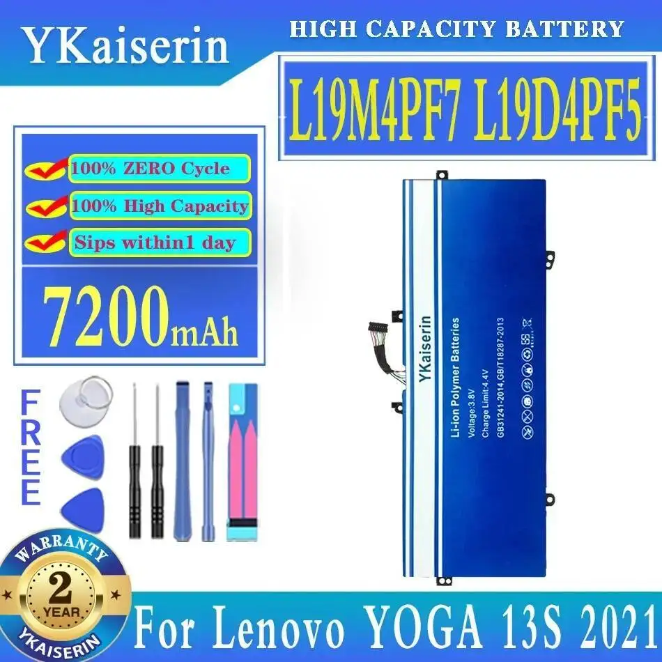 

L19M4PF7 L19D4PF5 7200 мАч долговечный аккумулятор для ноутбука надежное питание для Lenovo Yoga 13S 2021 7 Carbon 13ITL5