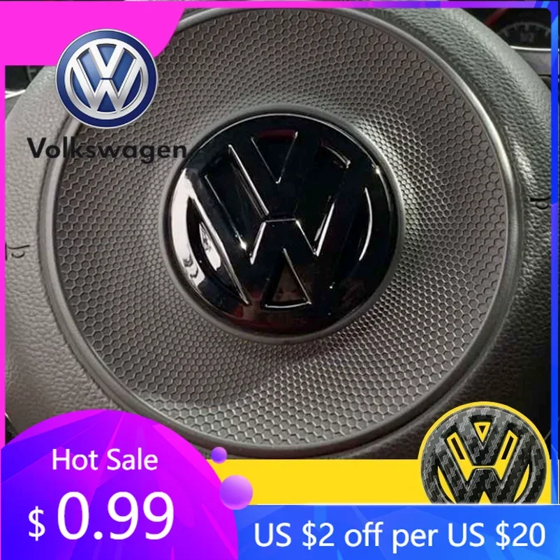 

Спойлеры Крылья Volkswagen из углеродного волокна с логотипом на руль, наклейка для гольфа 7, аксессуар с логотипом Rline, черная 3D-наклейка, автомобильный значок