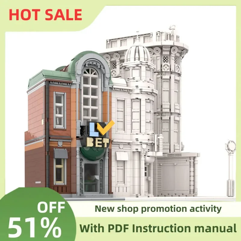 

New 1504PCS City Hot Selling Street View Moc Modular LVBET Model Building Blocks Diy Creative Ideas Kids Toys Birthday Gift