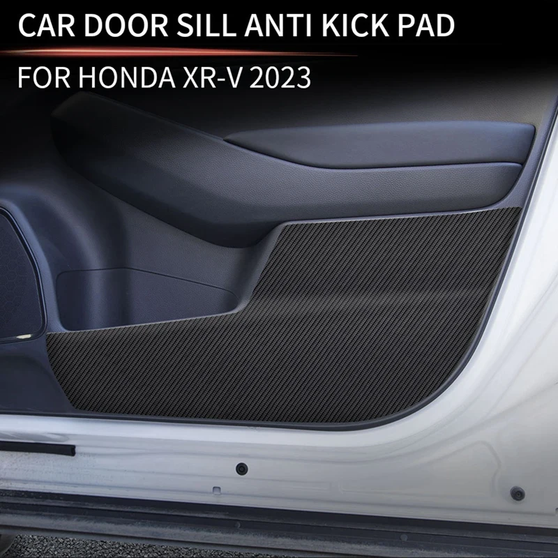 Car Lychee Leather Door Plank Anti-Kick Pad Anti-Dirty Mat Cover For Honda XR-V HR-V Vezel 2022 2023