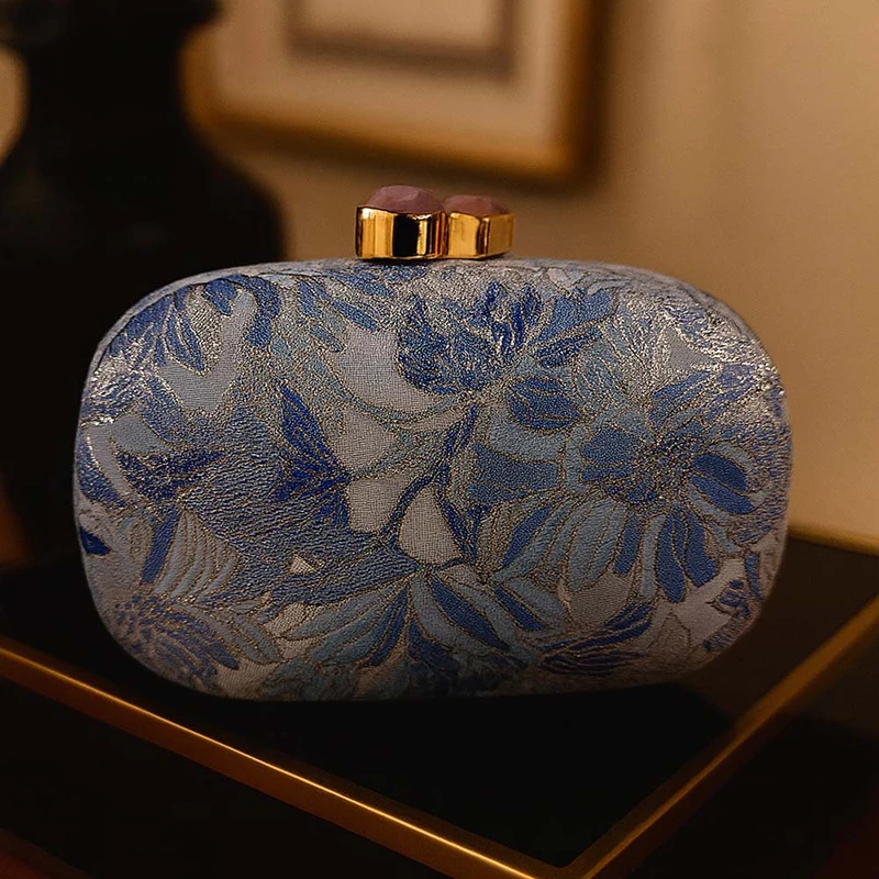 

Vintage Flower Prom Evening Clutch Bag Women Luxury Party Banquet Crossbody Egg Clips Cocktail Day Bag Purse