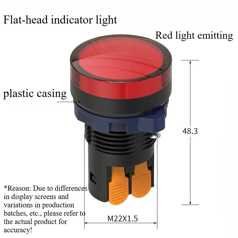 

1PCS 22MM Panel Mount Plastic/Metal Signal Light Display Lamp LED Power Indicator 12V 24V 220V Blue Green Red White Yellow