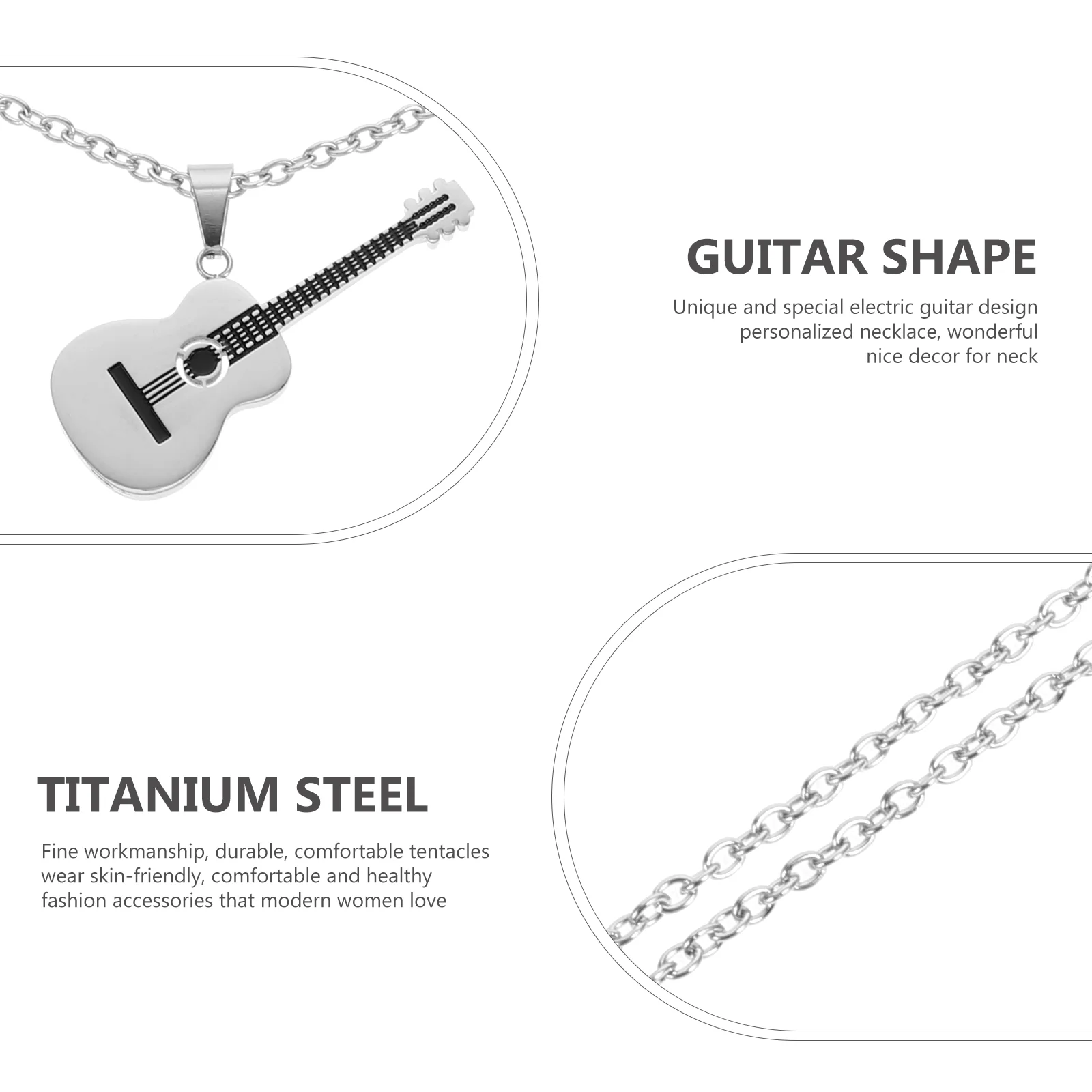 Musical Instrument Guitar Necklace Necklaces Personalized Pendant Creative Fashion Electric Design Titanium Steel Man Hanging