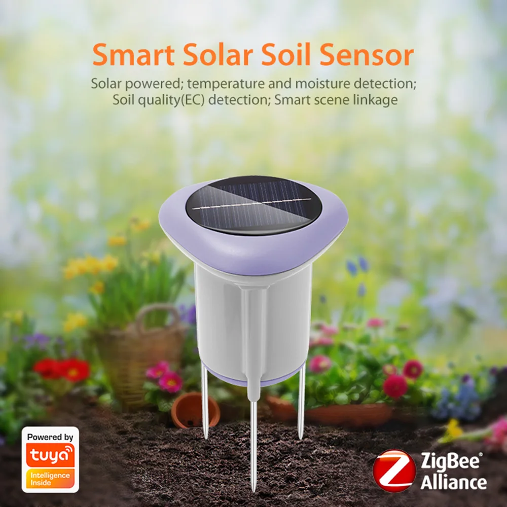 Wireless Tuya Smart Zigbee Soil Sensor Temperature and Humidity APP Control Soil Thermometer Gardening