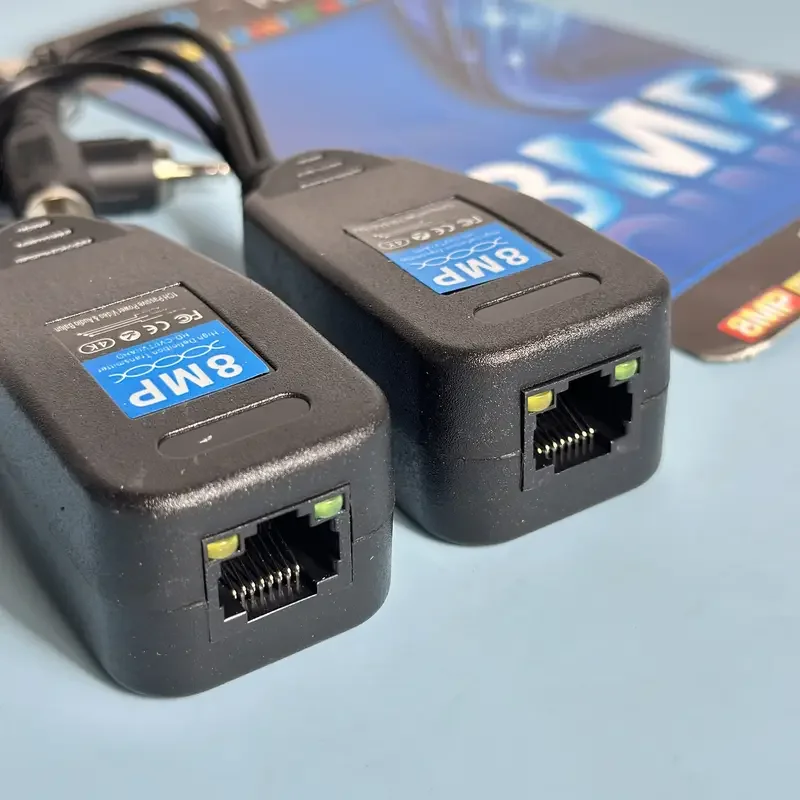 8MP BNC Power Audio Video Balun Transceiver 3 IN 1 BNC DC RCA Connectors BNC to RJ45 for 8MP/5MP/1080P CCTV Camera