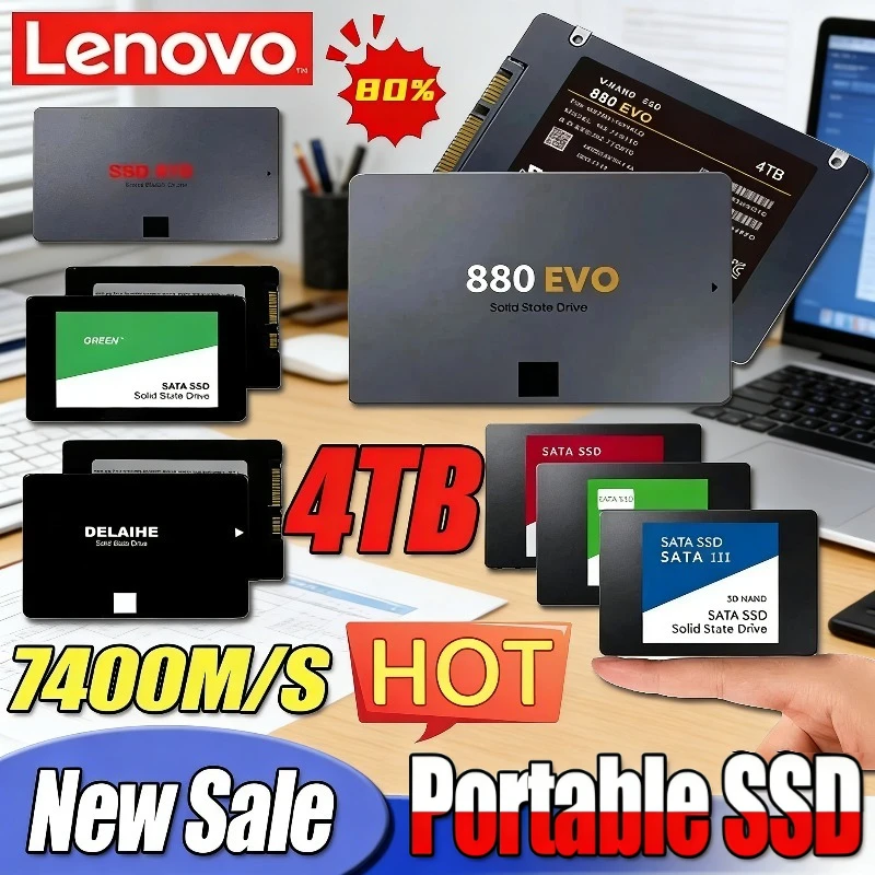 

Lenovo 4TB Solid State Disk SSD 880 EVO 500G 1TB 2TB Internal HDD Hard Drive Sata3 2.5 Inch For Laptop Microcomputer Desktop