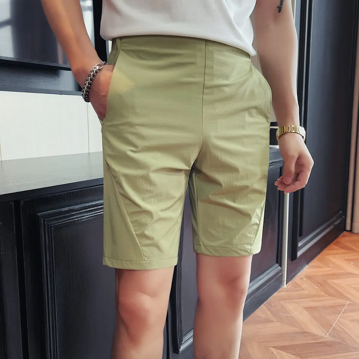 

Trendy Quick Drying High Stretch Shorts Summer Thin Casual Business Shorts for Men Slim Straight Leg Men's Pants Men Clothing