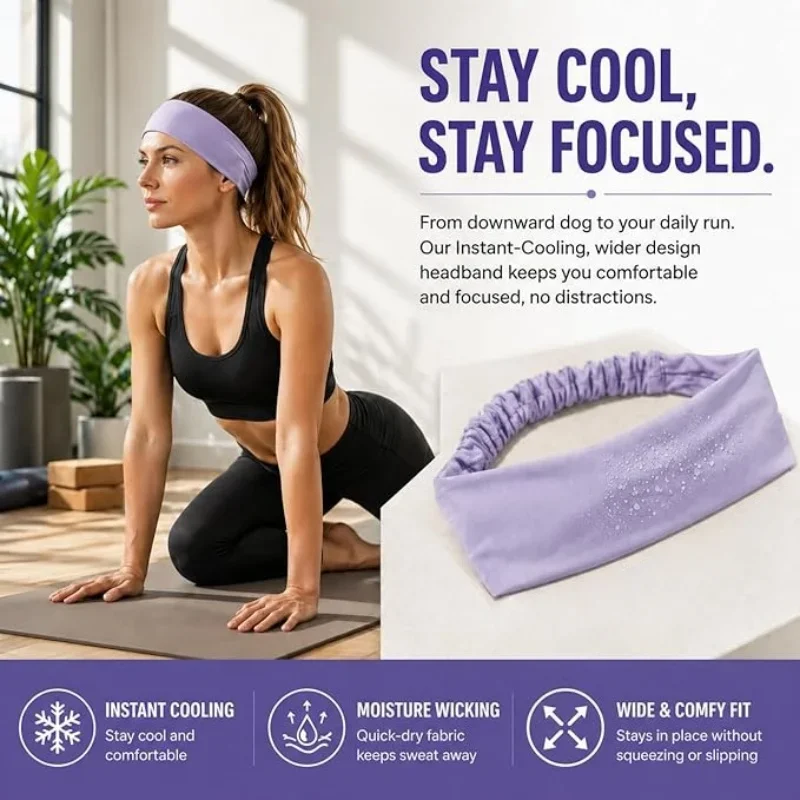 1pcs Running Hair Band Outdoor Fitness yoga Sweat-Absorbing Headband with Anti-Slip Quick-Drying Headscarf Antiperspirant Belt