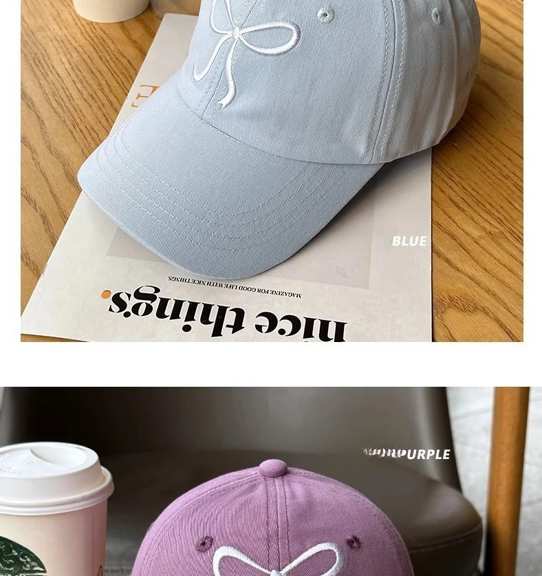 Nette Koreanische Ins Baseball Kappe Frauen Bogen Design Süße Romantische Rosa Soft Top Hut Mode Einstellbare Snapback – Detail 8