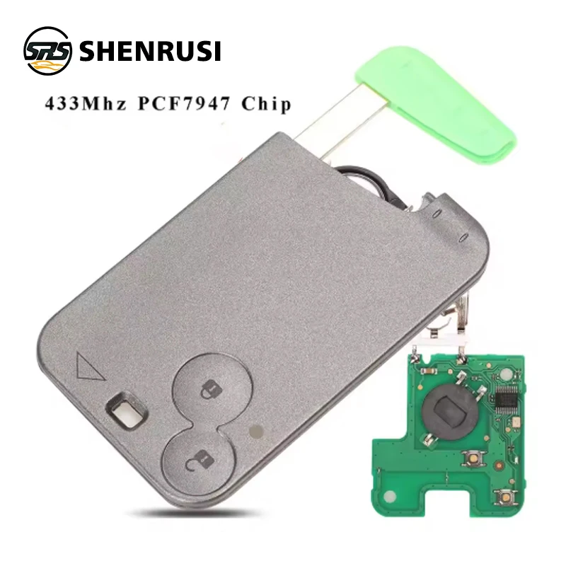 SHENRUSI 5 قطعة/الوحدة البطاقة الذكية مفتاح السيارة عن بعد لرينو لاغونا اسبيس Velsatis PCF7947 رقاقة 433 ميجا هرتز 2 أزرار بدون مفتاح فوب