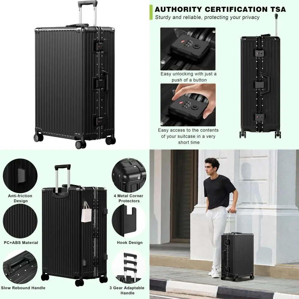 Zipperless Hard Shell Suitcase TSA Lock Double Spinner Wheels 28 Inch PC+ABS Luggage Aluminum Frame Travel Luggage