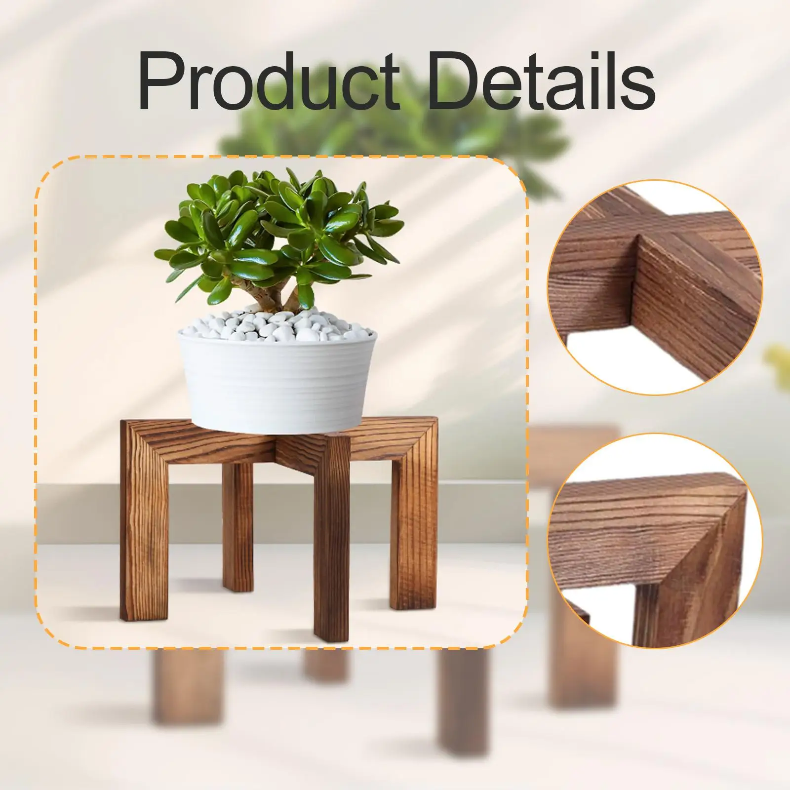 Wood Plant Stand Rustic Creative Plant Rack Home Decoration Plant Display Shelf for Garden Indoor Outdoor Kitchen Patio Office