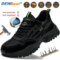 Mens Lightweight Breathable Four Season Anti Puncture Steel Toe Shoes Safety Work Shoes Construction Anti Smash Anti Slip Shoes