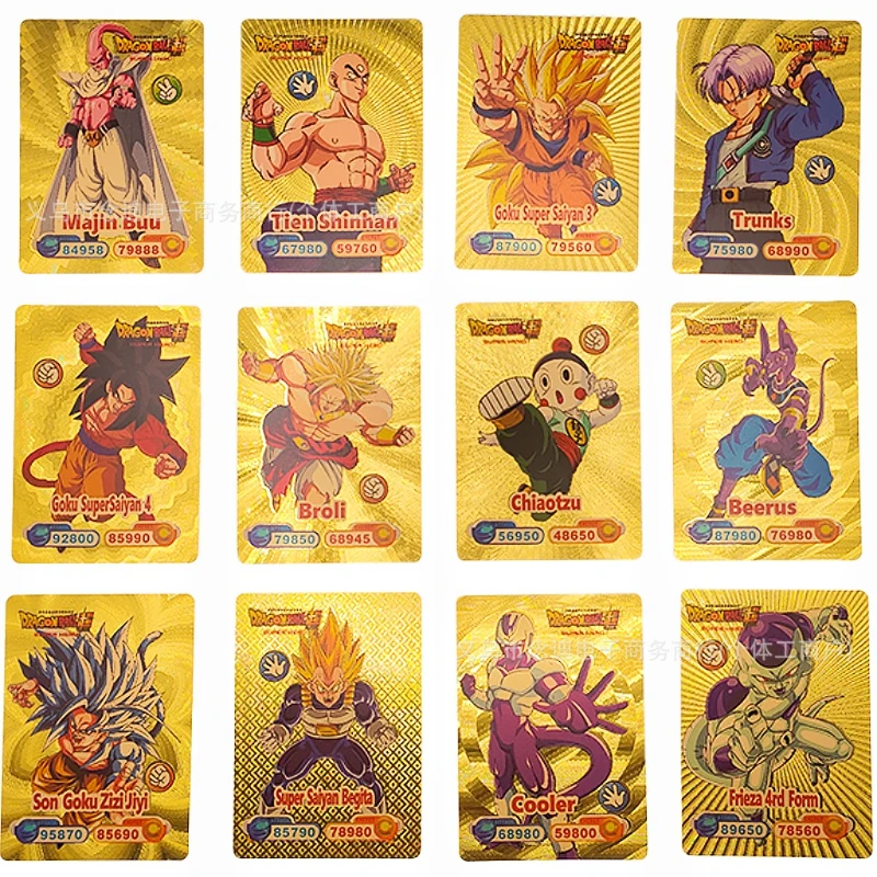 50PC Dragon Ball English Gold Foil Cards Son Goku Action Figure Playing Cards Vegeta Anime Figures Game Card Collection Kid Toys