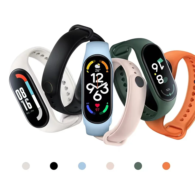 Gelang jam tangan untuk Mi Band 7 6 5 4 3 NFC, gelang Xiaomi Mi Band tali silikon olahraga pengganti Aksesori jam tangan cerdas