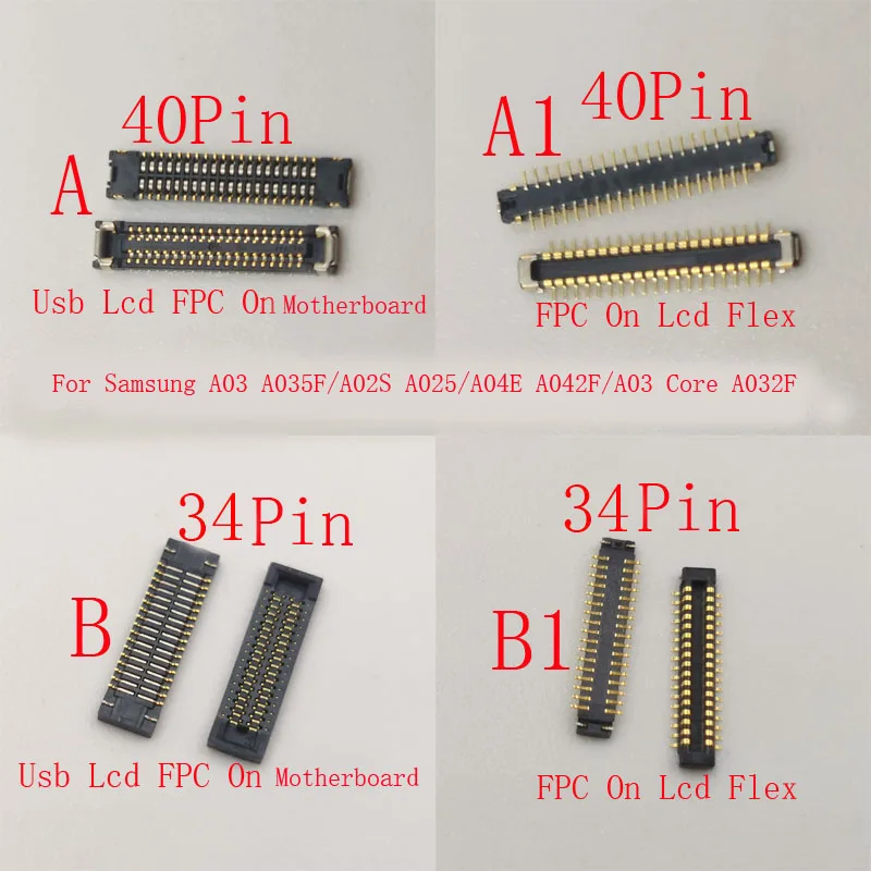 2-50Pcs Usb Charger Jack FPC Connector Plug Lcd Display For Samsung Galaxy A03 Core A035F A02S A025 A04E A042F A032 34 40 Pin