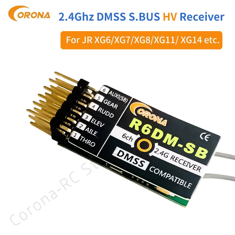 R6DM r6dm-sb 6 Channel JR DMSS Compatible 2.4ghz Receiver For RC Control  Driving Flight  Airplane  Helicopters Car