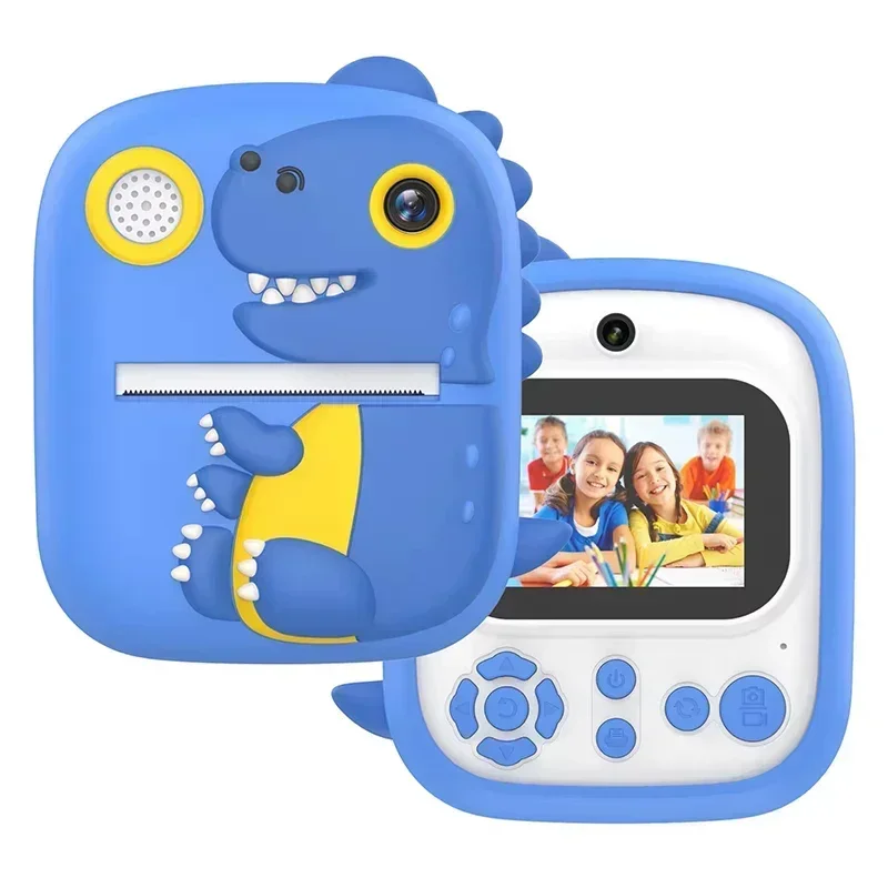 New Arrival P3 Dinosaur Silicone Protective Cover 1080P Digital Selfie Camera 2.4-inch  screen Instant Print Kids Camera